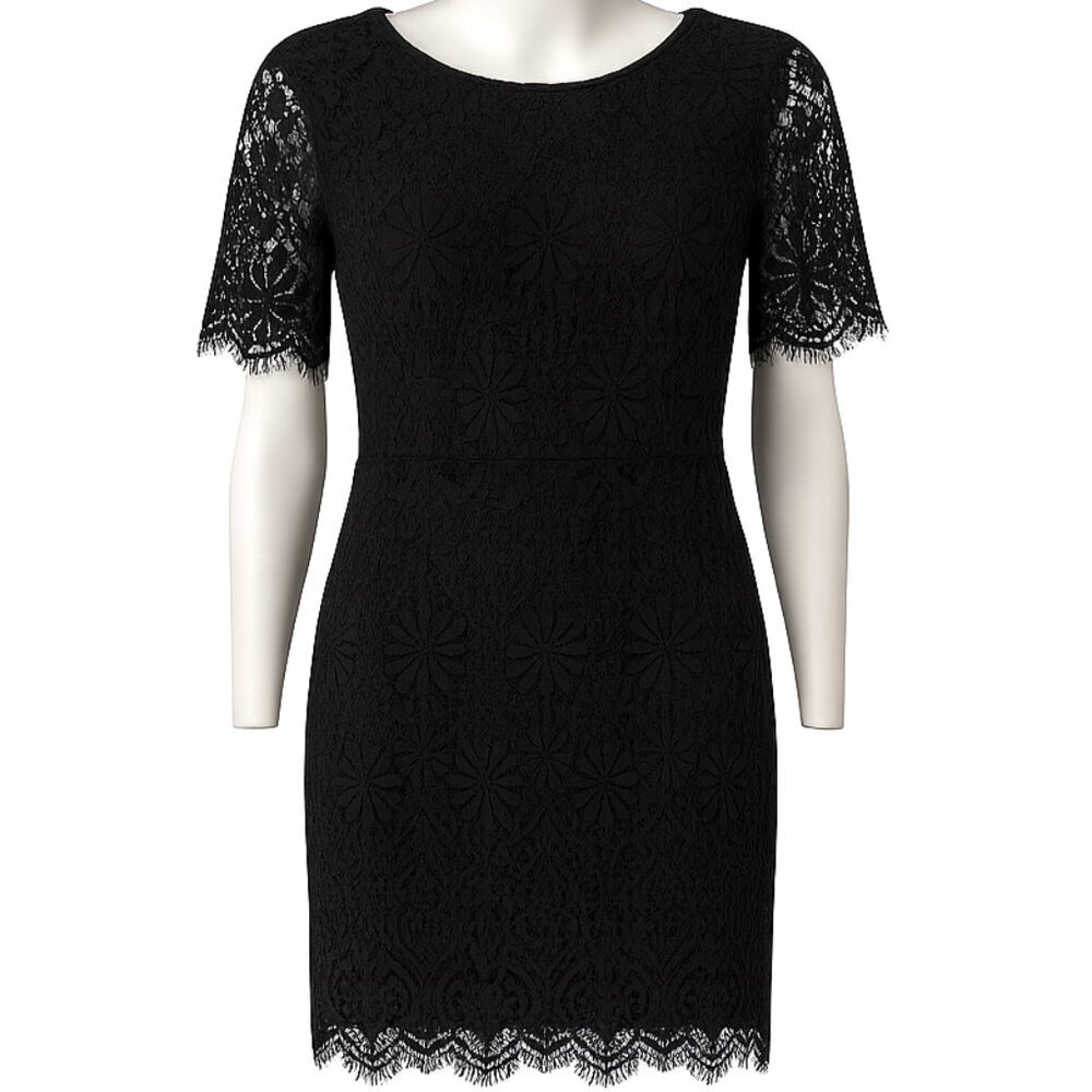 🖤 MSLG Black Lace Sheath Dress – Size Medium